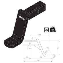 Load image into Gallery viewer, TAG Tow Ball Mount - 210mm Long, 108° Face, 50mm Square Hitch
