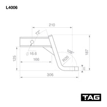 Load image into Gallery viewer, TAG Tow Ball Mount - 210mm Long, 108° Face, 50mm Square Hitch
