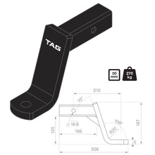 Load image into Gallery viewer, TAG Tow Ball Mount - 210mm Long, 108° Face, 50mm Square Hitch
