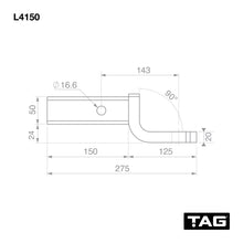 Load image into Gallery viewer, TAG Tow Ball Mount - 143mm Long, 90° Face, 50mm Square Hitch
