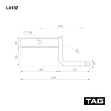 Load image into Gallery viewer, TAG Tow Ball Mount - 198mm Long, 90° Face, 50mm Square Hitch
