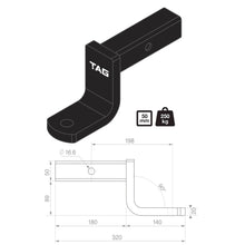 Load image into Gallery viewer, TAG Tow Ball Mount - 198mm Long, 90° Face, 50mm Square Hitch
