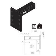 Load image into Gallery viewer, TAG Adjustable Pintle Mount - 50mm Square Hitch (4.5T)
