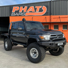 Load image into Gallery viewer, Toyota Landcruiser 79 Series (2016-2023) Dual Cab (ANGLED) Phat Bars Rock Sliders/Side Steps – Powdercoated
