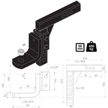 Load image into Gallery viewer, TAG Adjustable Heavy Duty Tow Ball Mount - 90° Face, 50mm Square Hitch
