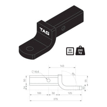 Load image into Gallery viewer, TAG Tow Ball Mount - 143mm Long, 90° Face, 50mm Square Hitch
