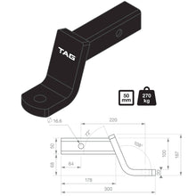Load image into Gallery viewer, TAG Tow Ball Mount - 220mm Long, 108° Face, 50mm Square Hitch
