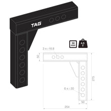 Load image into Gallery viewer, TAG Adjustable Weight Distribution Shank - 50mm Square Hitch, 50mm Drop (4.5T)
