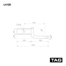 Load image into Gallery viewer, TAG Tow Ball Mount - 178mm Long, 90° Tongue Face, 50mm Square Hitch
