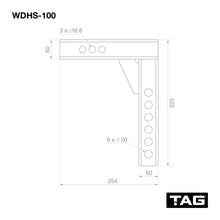 Load image into Gallery viewer, TAG Adjustable Weight Distribution Shank, 50mm Square Hitch, 100mm Drop (3.5T)
