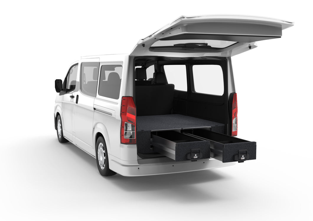 Toyota Hiace (2019-2025) Rear Access 4WD Interiors Fixed Floor Drawers ...