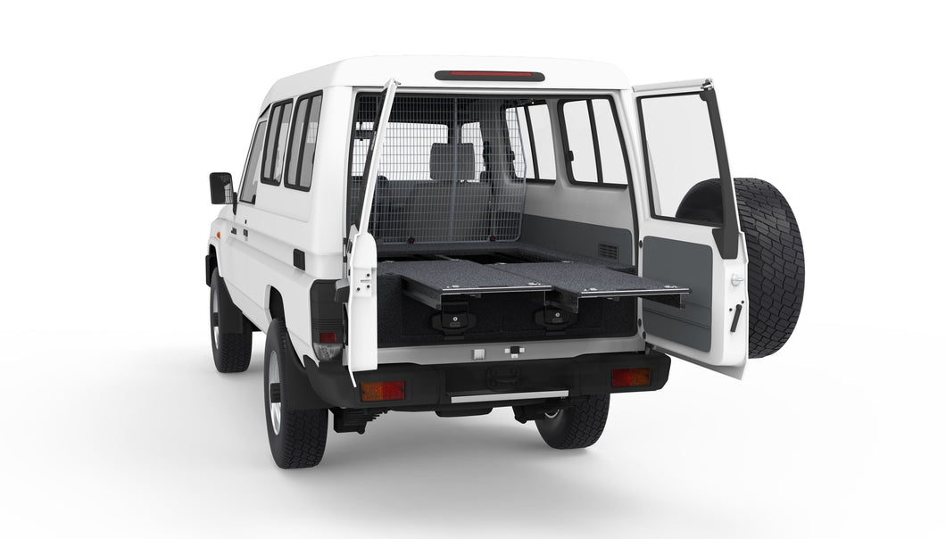 Toyota Landcruiser 70 Series (1985-2006) Lc78 V6 Workmate Troop Carrier 4WD Interiors Dual Roller Floor Drawers Troop Carrier