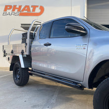 Load image into Gallery viewer, Toyota Hilux (2015-2023) N80 GUN (ANGLED) Phat Bars Rock Sliders/Side Steps – Powdercoated
