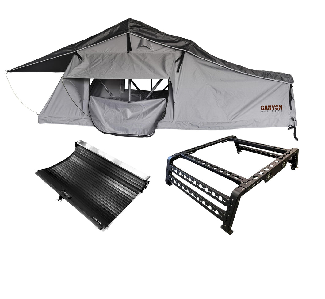 Roof Top Tent Camping Package - 2 Person LONG STYLE Soft Shell Tent - Canyon Off-Road
